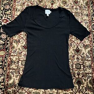Michael Stars for Anthropologie Black Stretch T-shirt Top Size Medium Large